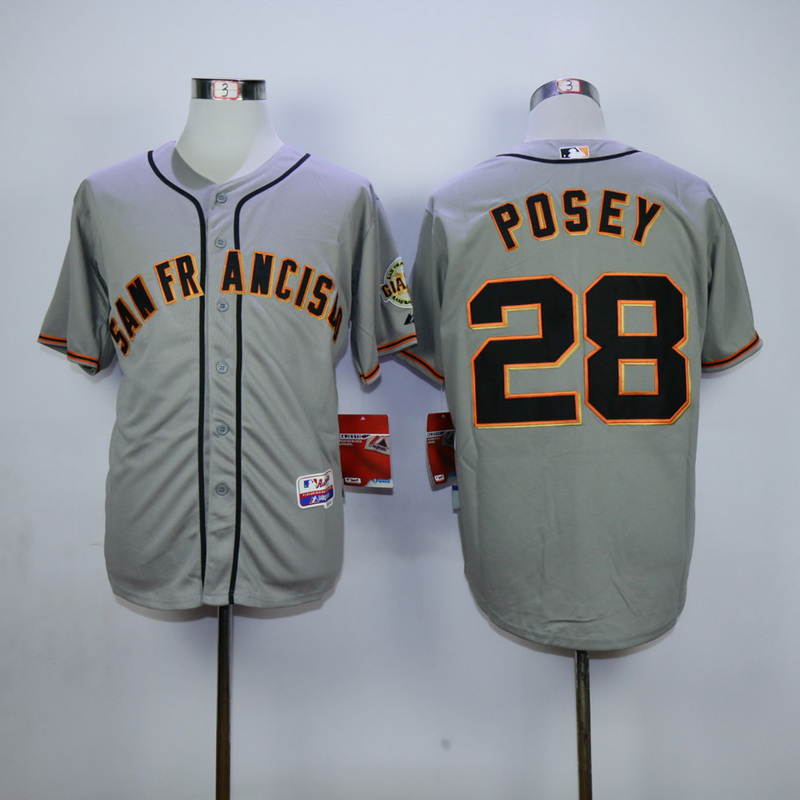 Men San Francisco Giants 28 Posey Grey MLB Jerseys